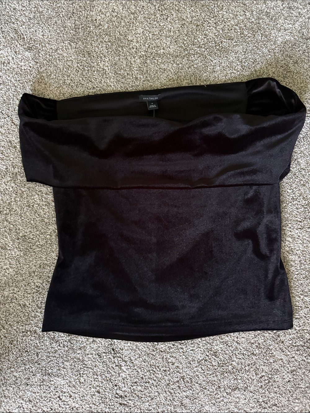 Ann Taylor Black Off-the-Shoulder Velvet Top